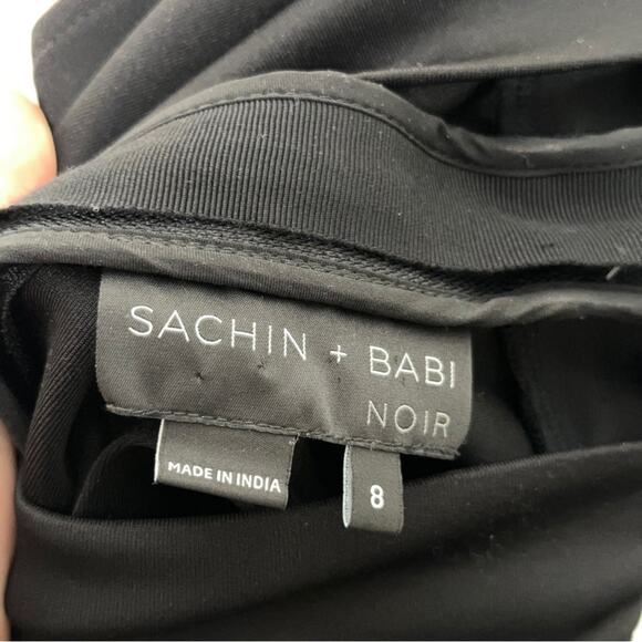 ANTHROPOLOGIE x SACHIN + BABI NOIR Tuxedo Silk Dress Black Ruffle Sz 8 {3A48} - Picture 6 of 7